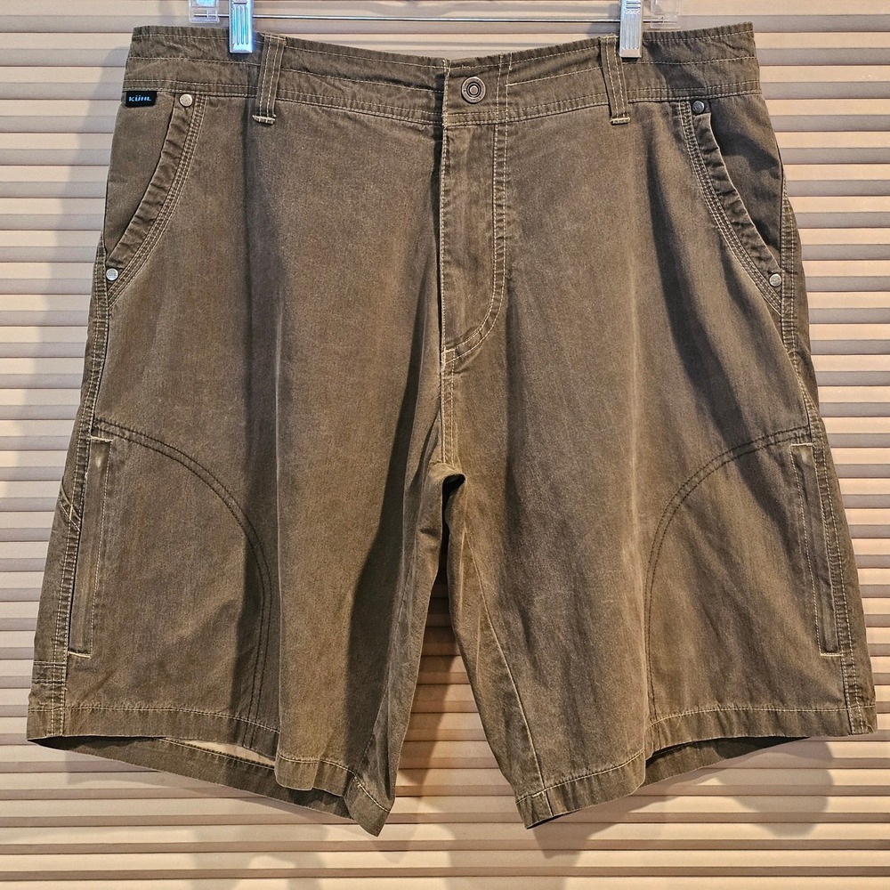 Kuhl Mens 36 Brown Vintage Patina Dye Cotton Nylon Hiking Utility Shorts